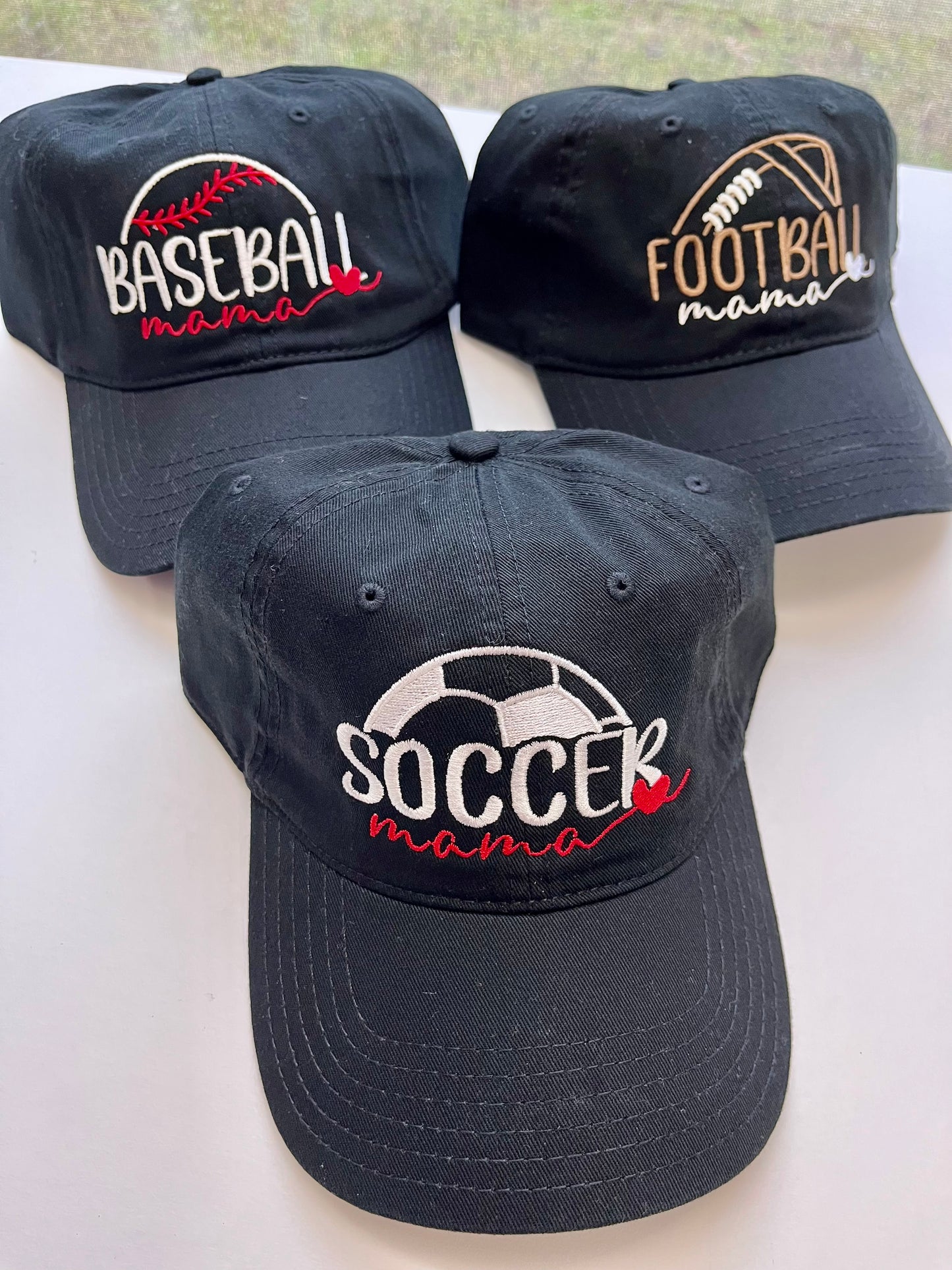 Embroidered Baseball Mama, Soccer Mama, or Football Mama Dad Hat