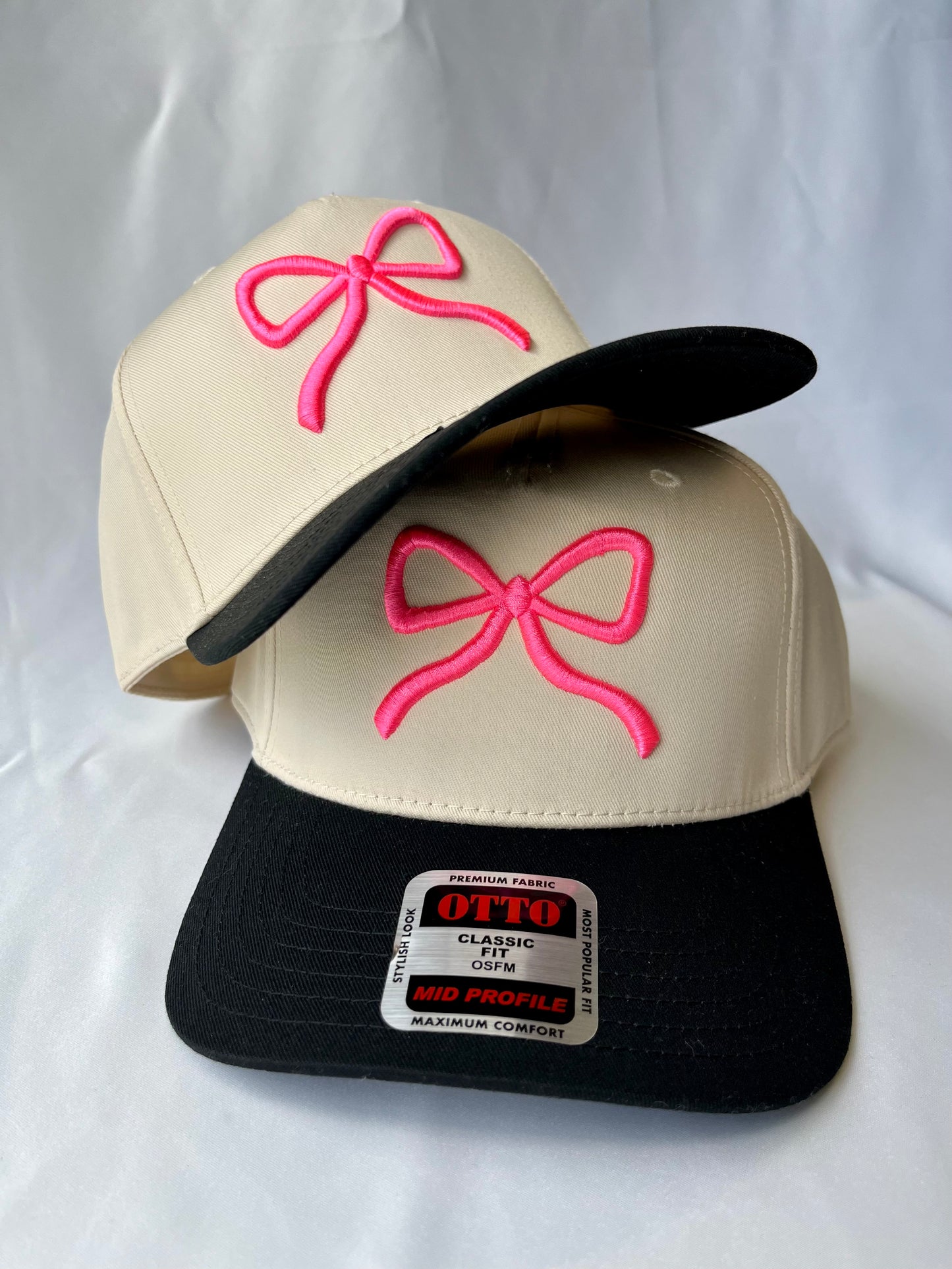 Neon Pink Puff Bow -Hat