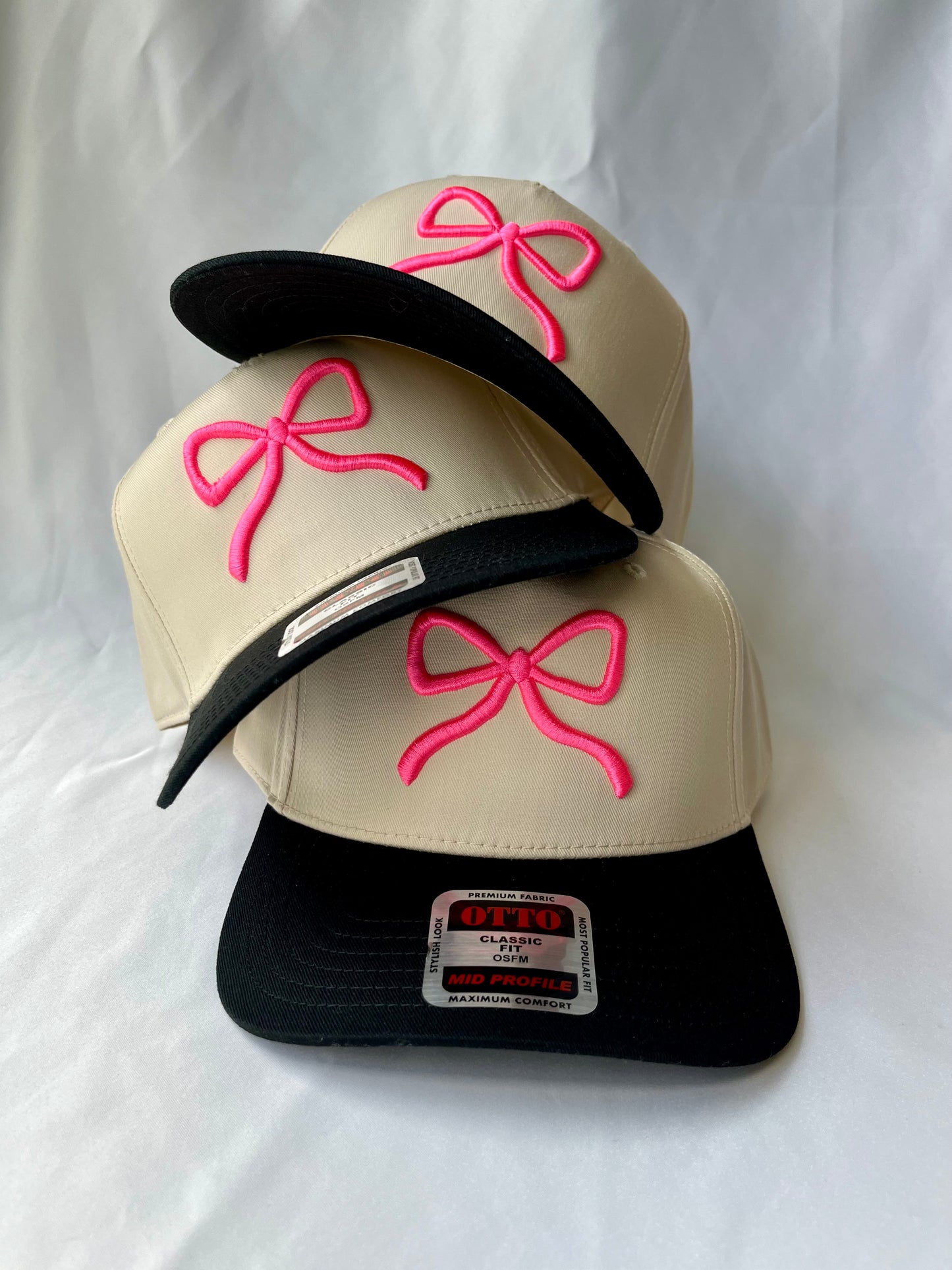 Neon Pink Puff Bow -Hat