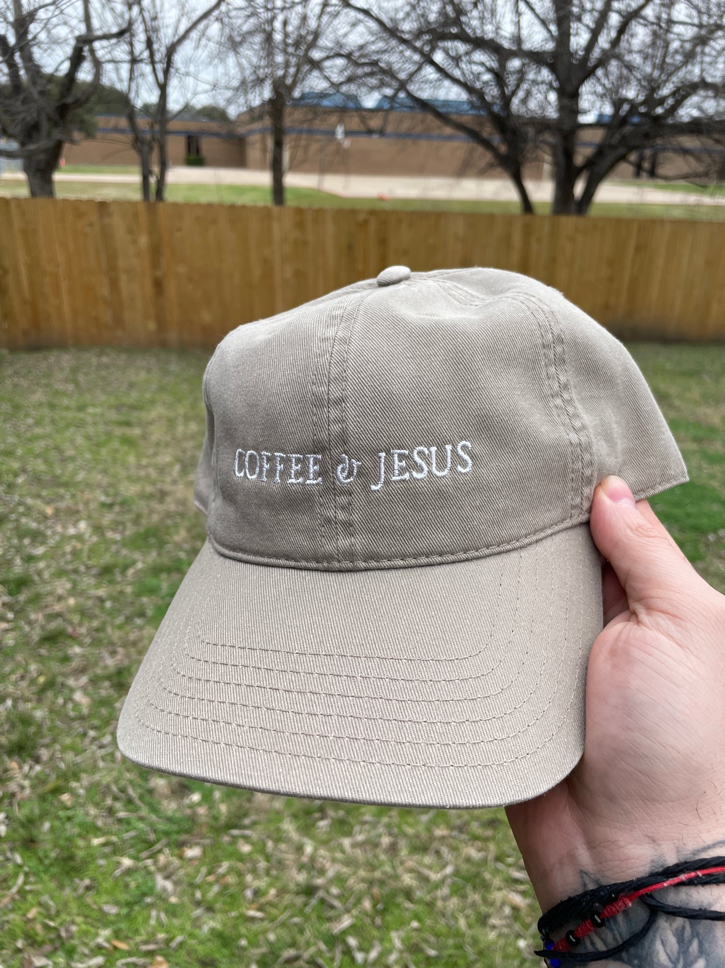 Coffee & Jesus Embroidered Dad Hat