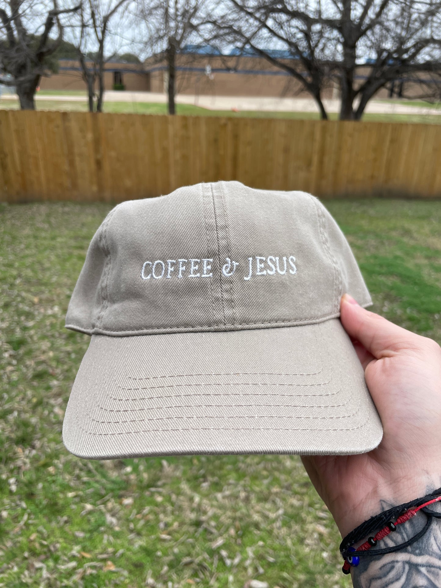 Coffee & Jesus Embroidered Dad Hat