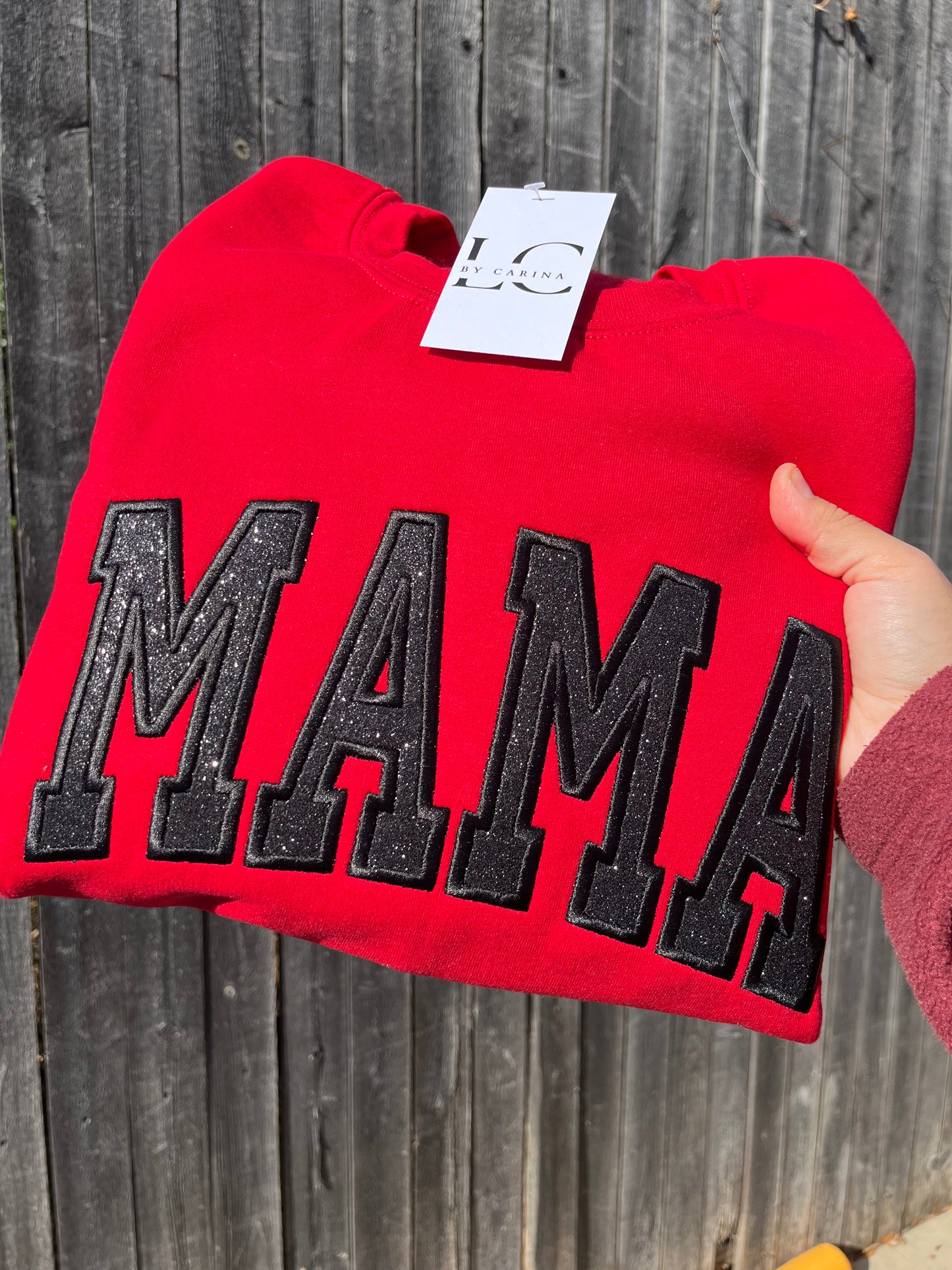 Red Black Glitter MAMA Sweater