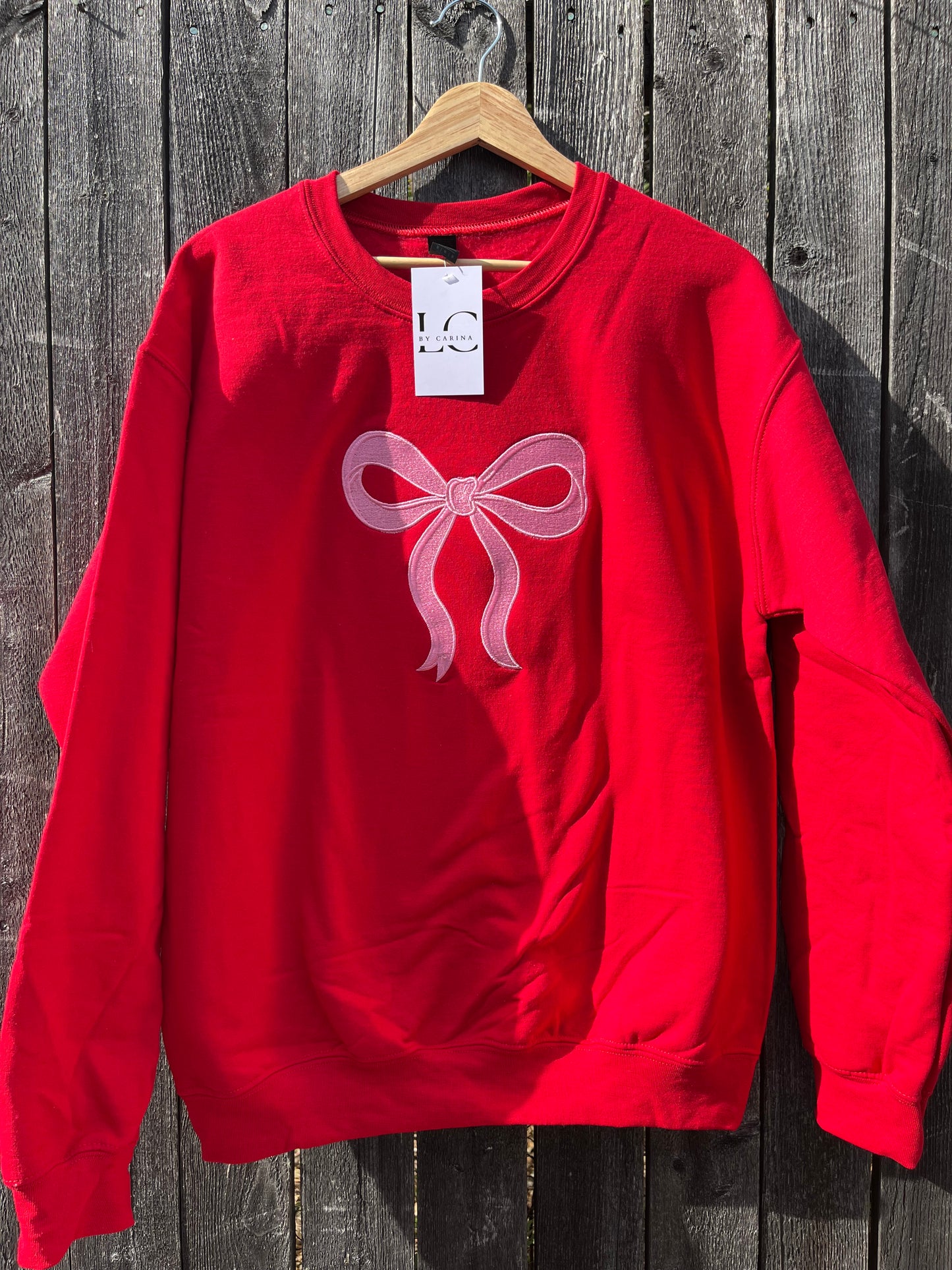 Pink Bow Embroidered Sweatshirt