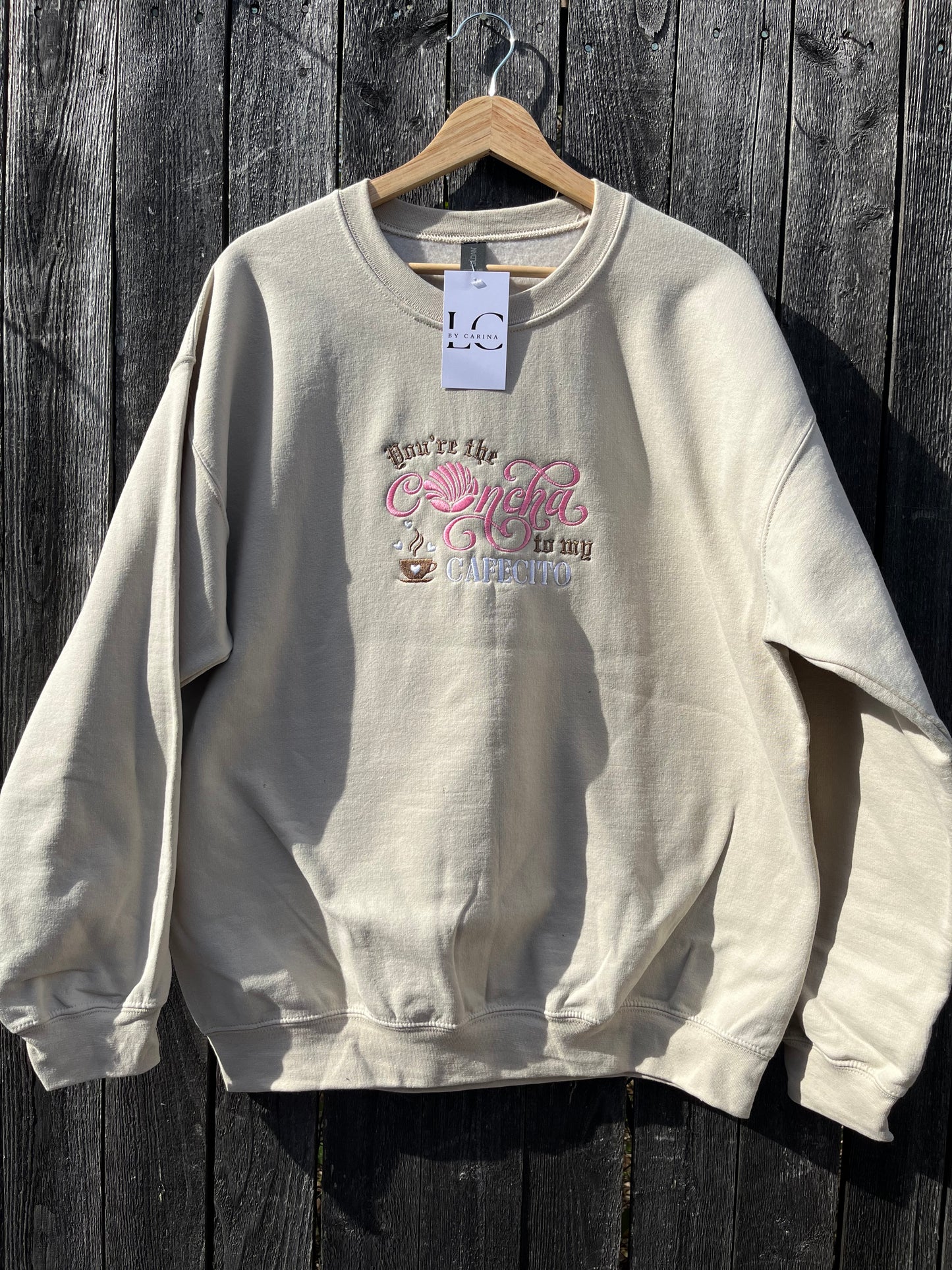 “You’re the Concha to My Cafecito” Embroidered Sweatshirt