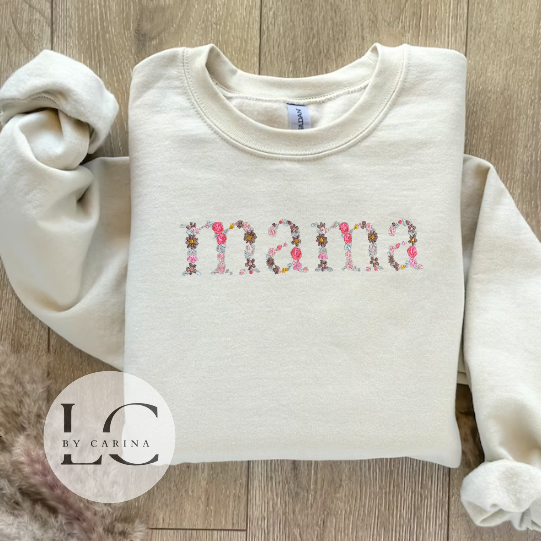 Floral MAMA Embroidered Sweatshirt