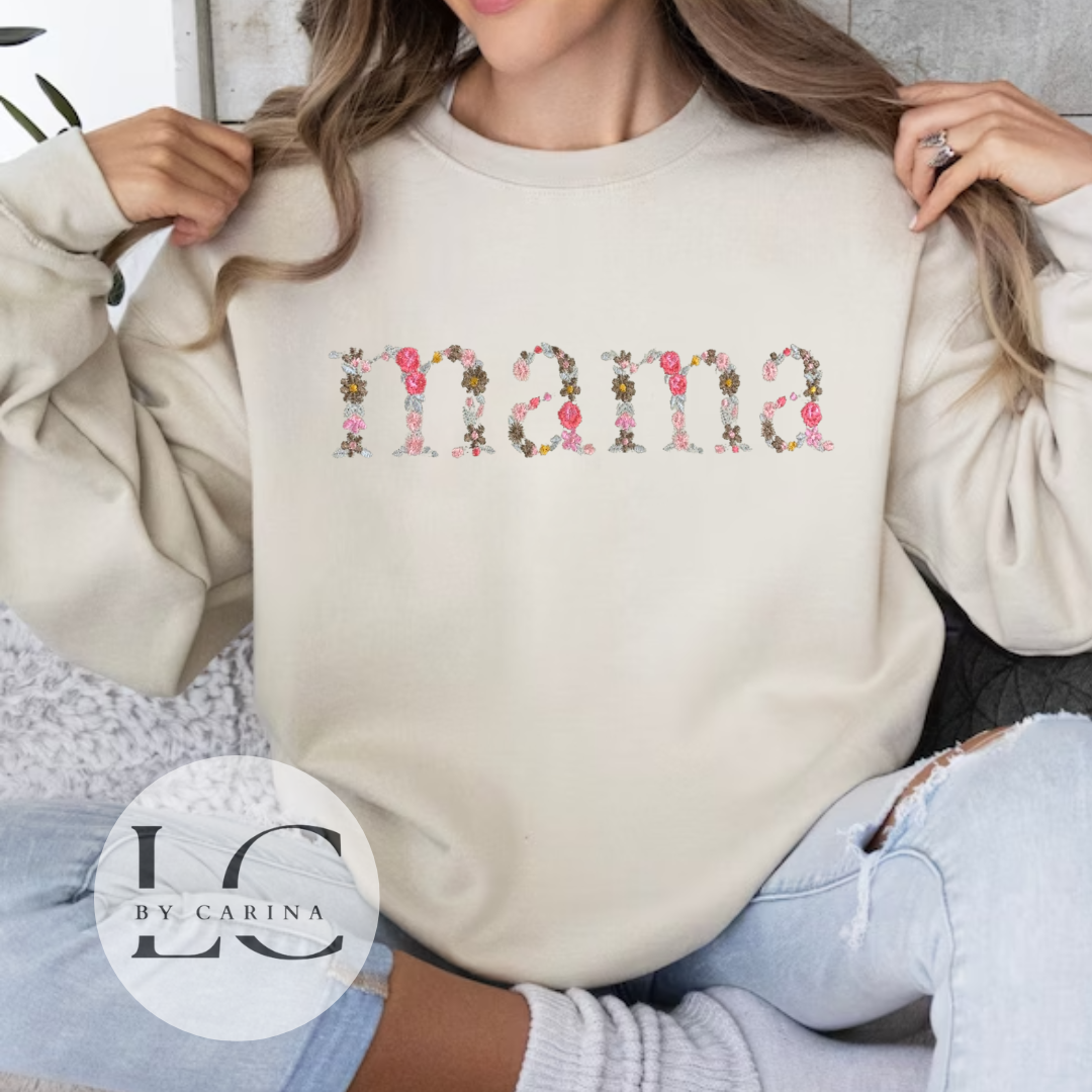 Floral MAMA Embroidered Sweatshirt