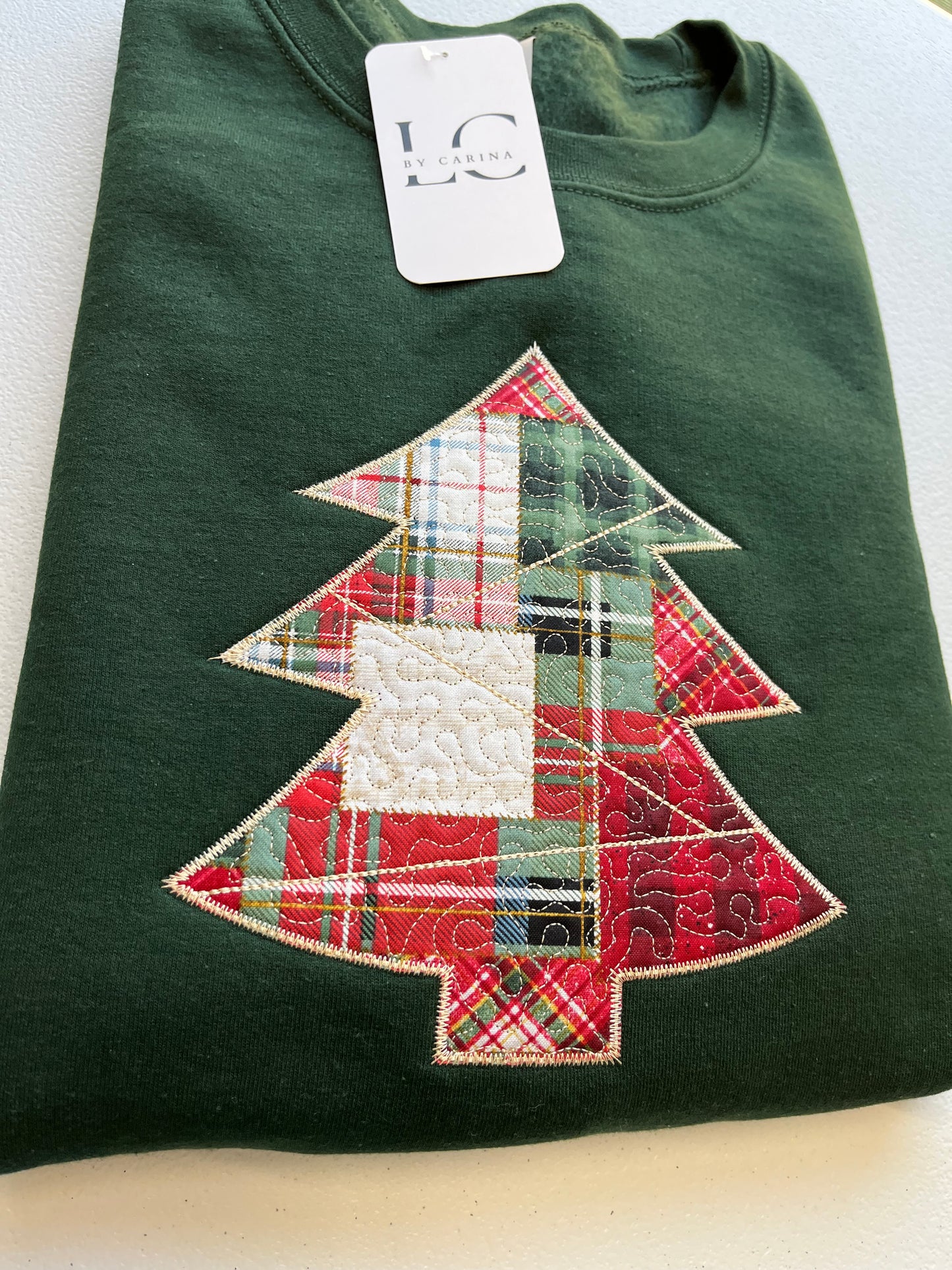 Christmas Tree Applique Embroidered Sweater