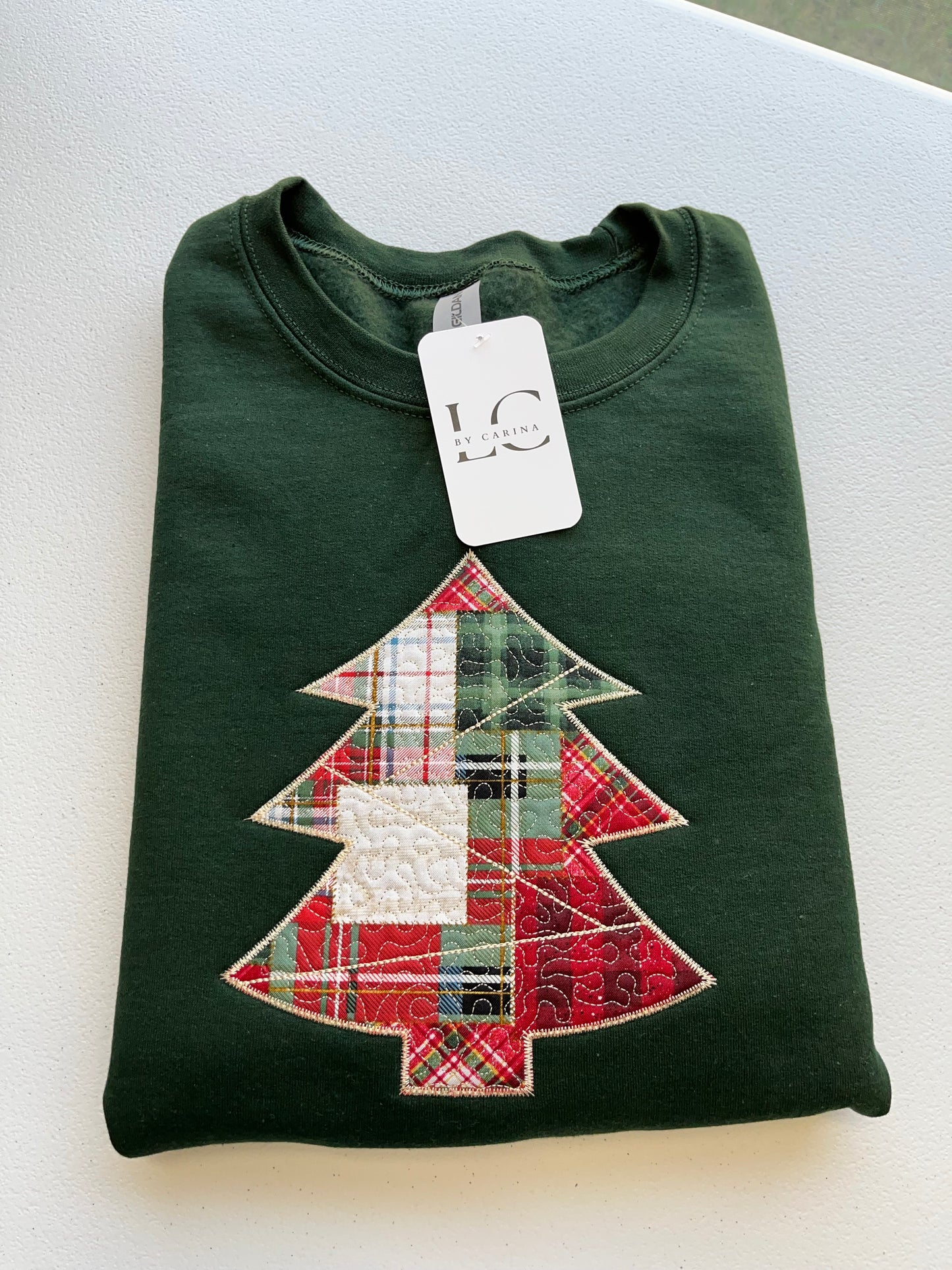 Christmas Tree Applique Embroidered Sweater