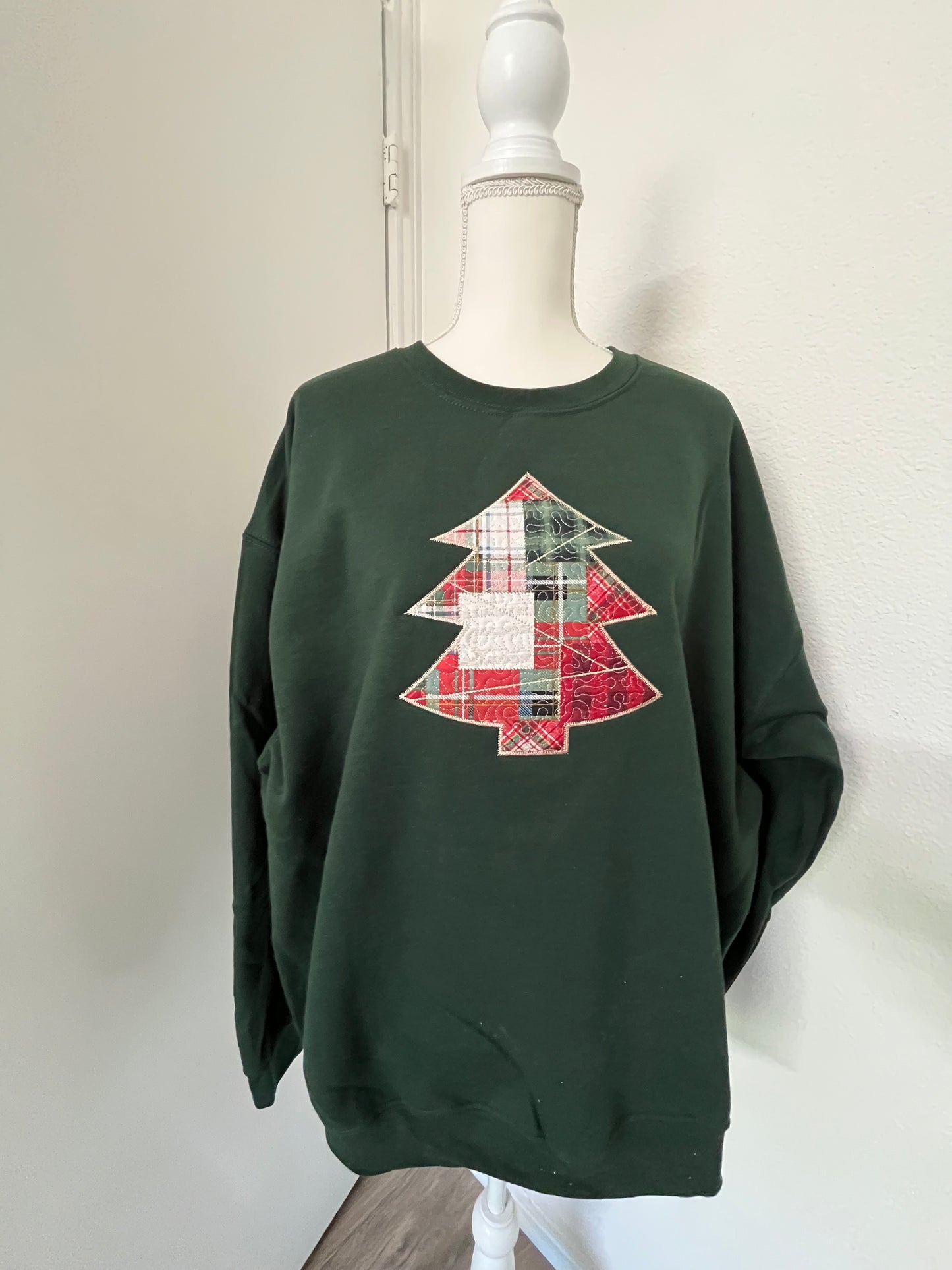 Christmas Tree Applique Embroidered Sweater