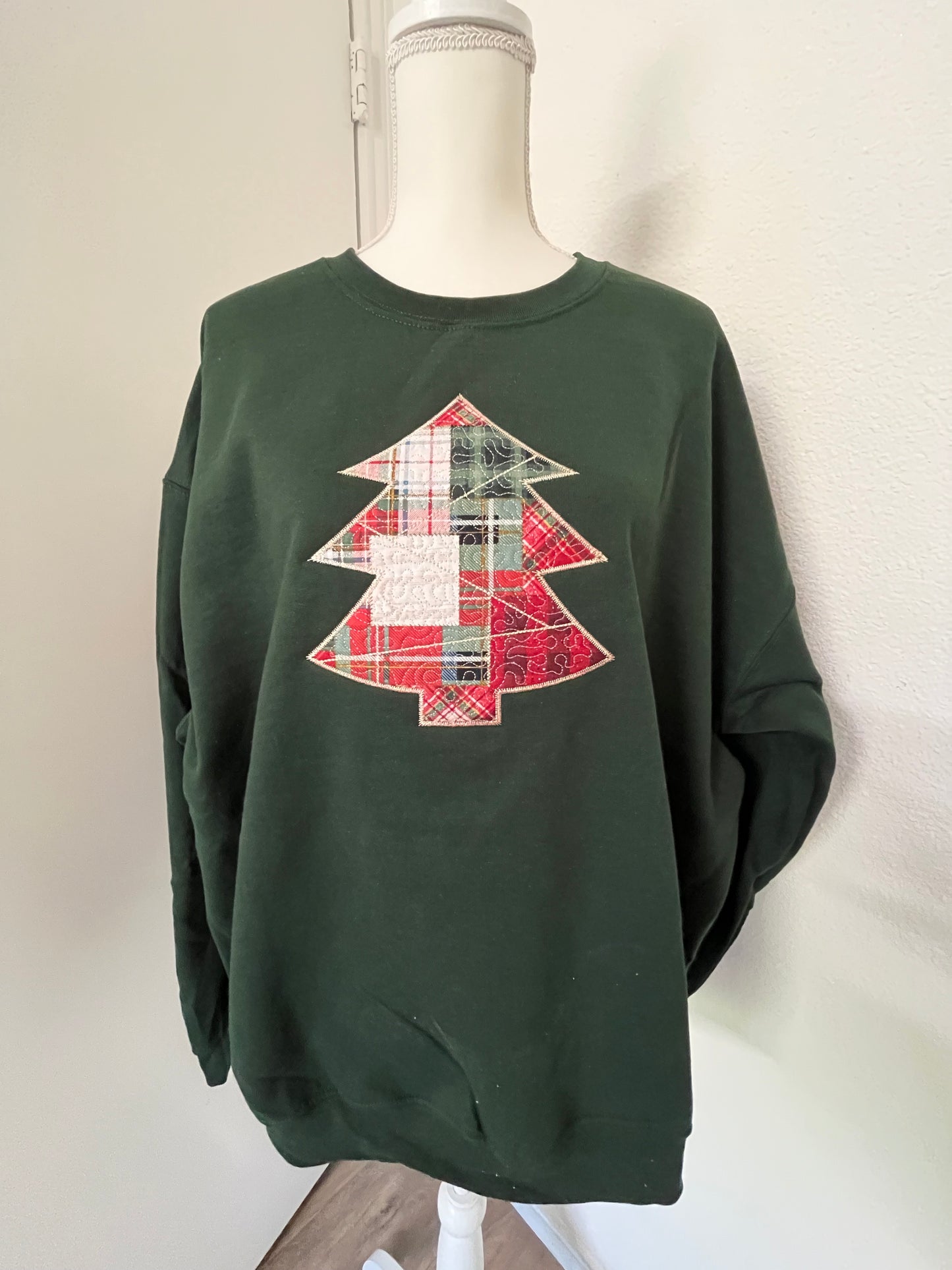 Christmas Tree Applique Embroidered Sweater