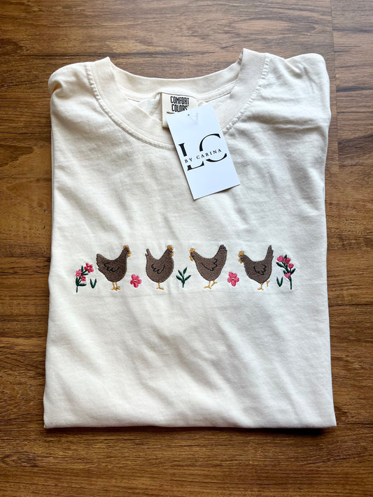 Cottagecore Embroidered Chicken Shirt
