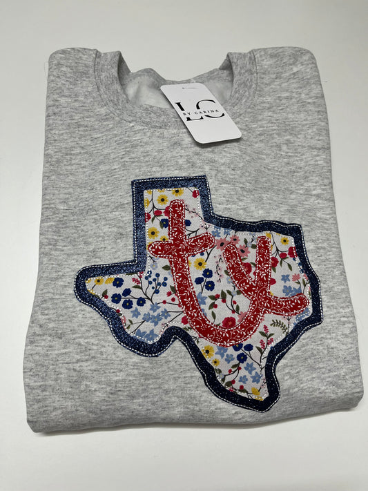 Floral Texas State Appliqué Sweatshirt