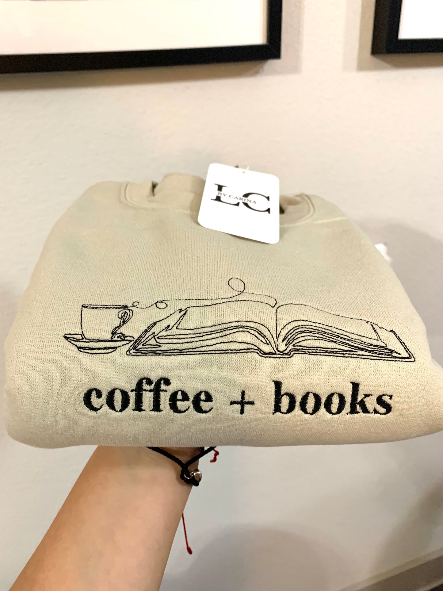 Coffee & Books Embroidered Sweatshirt