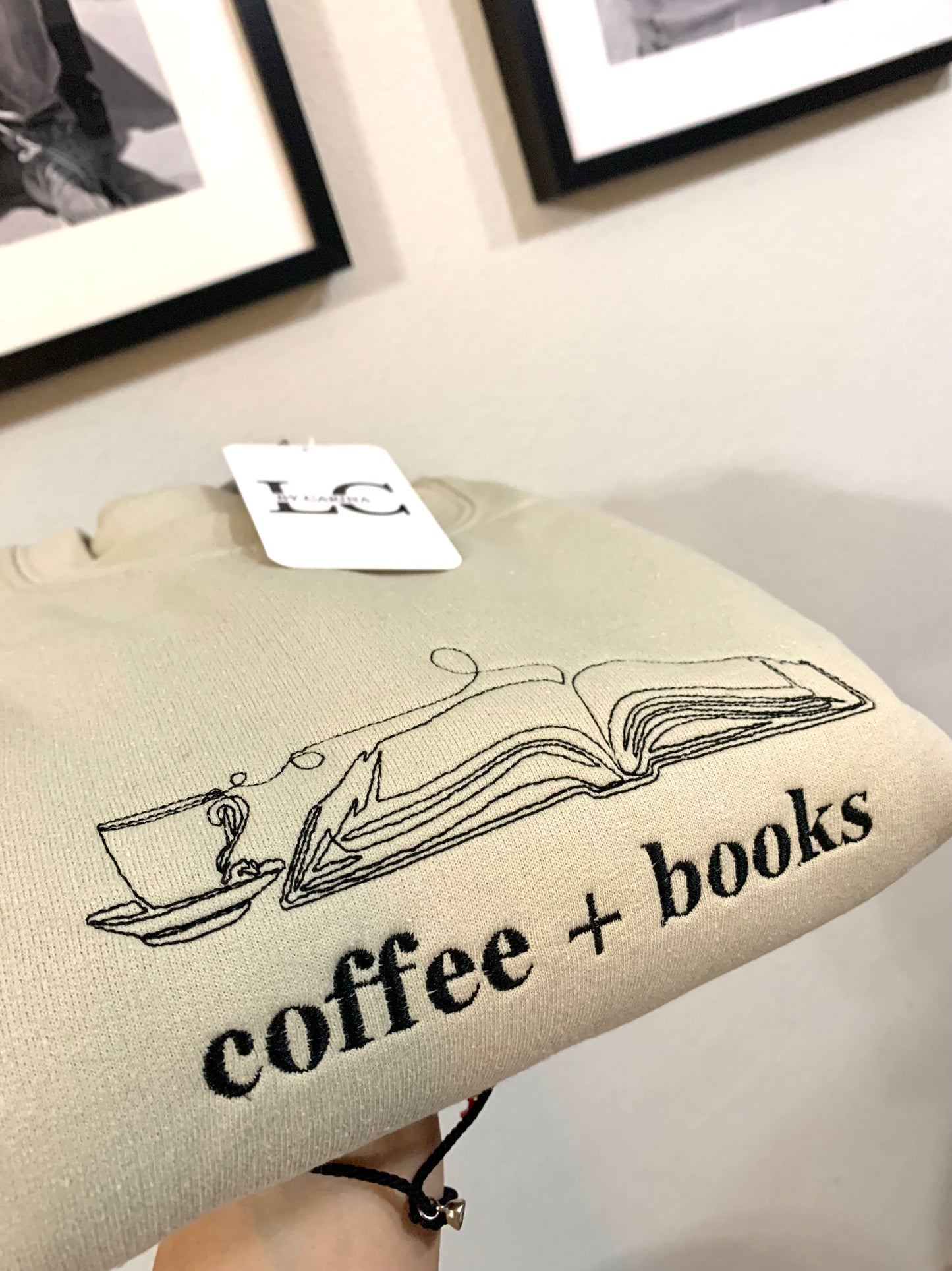 Coffee & Books Embroidered Sweatshirt