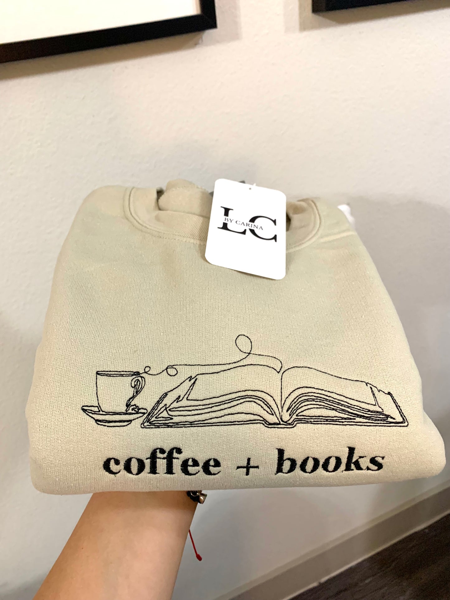 Coffee & Books Embroidered Sweatshirt