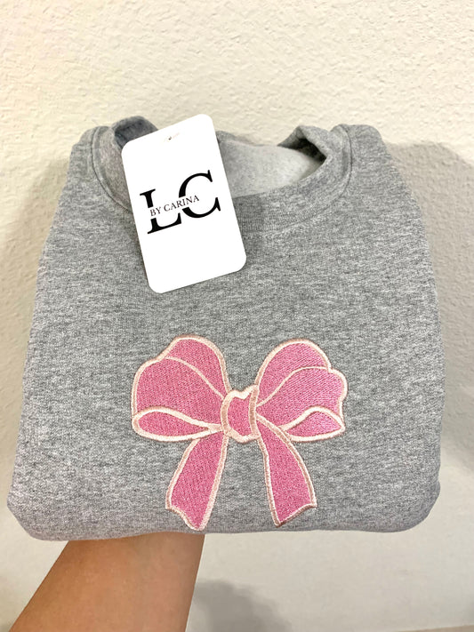 Pink Coquette Bow Embroidered Sweatshirt