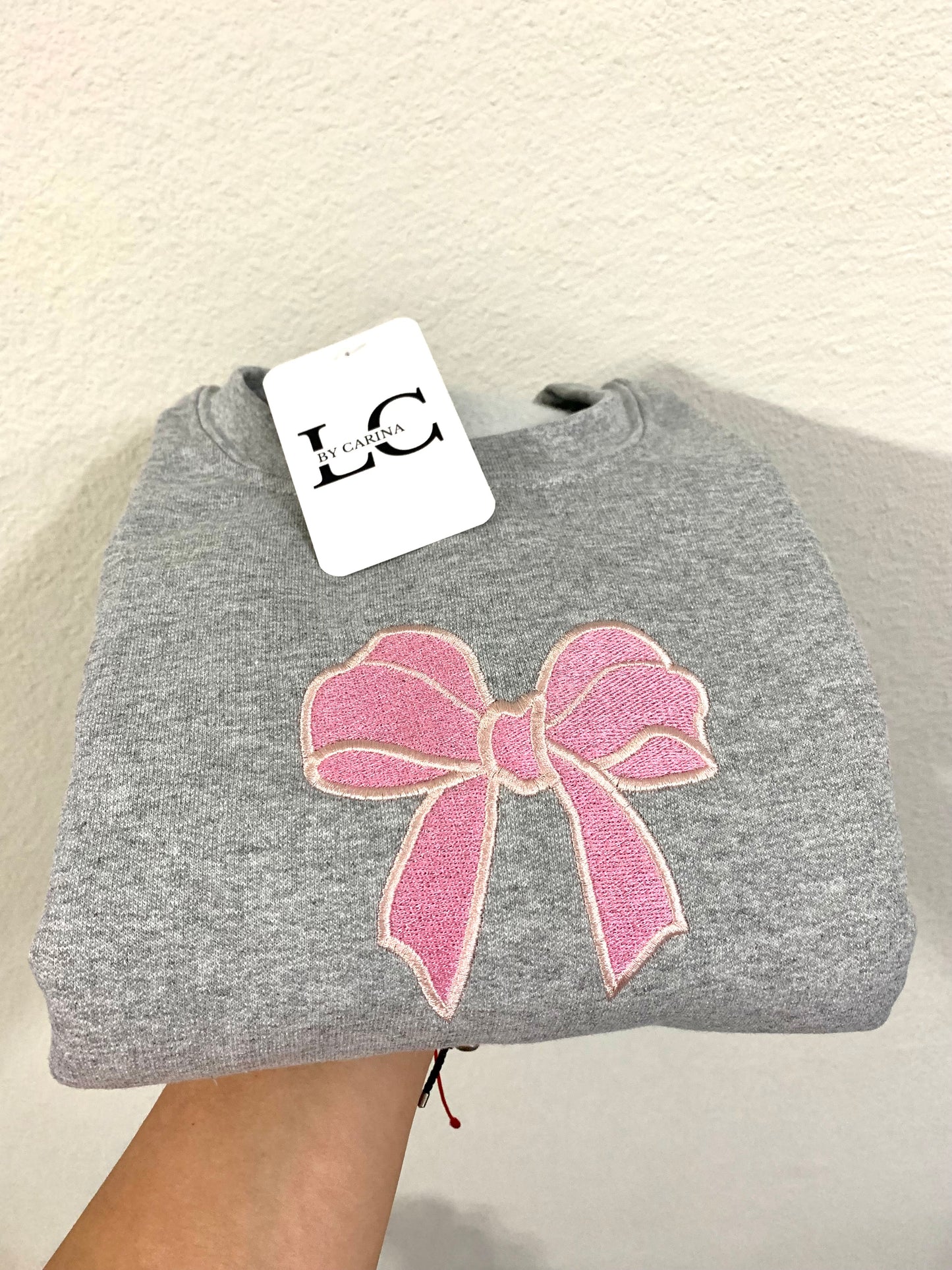 Pink Coquette Bow Embroidered Sweatshirt