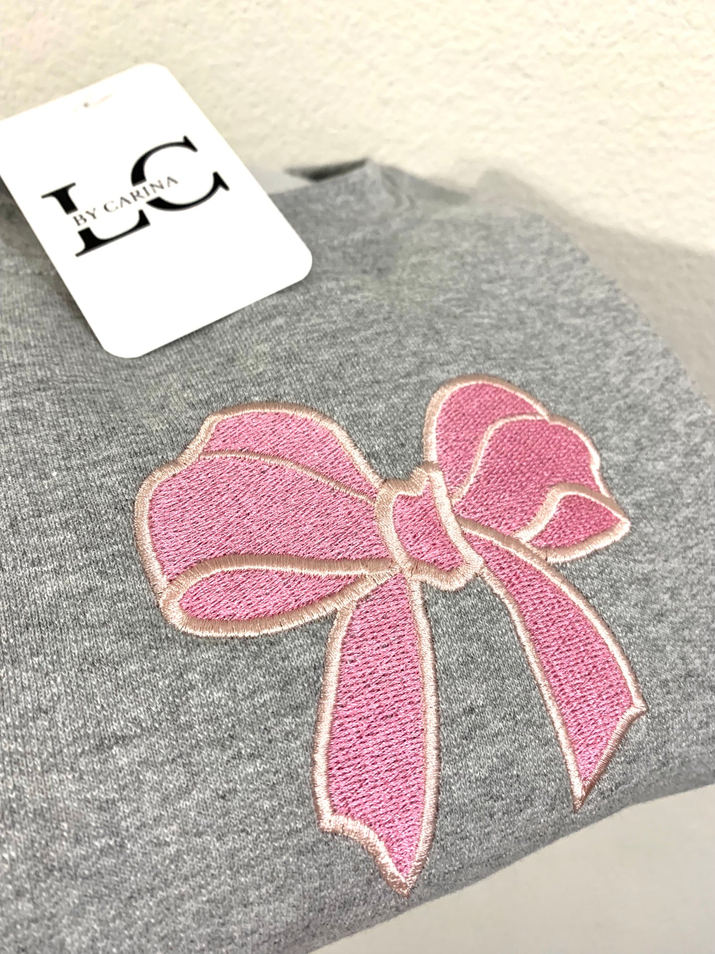 Pink Coquette Bow Embroidered Sweatshirt