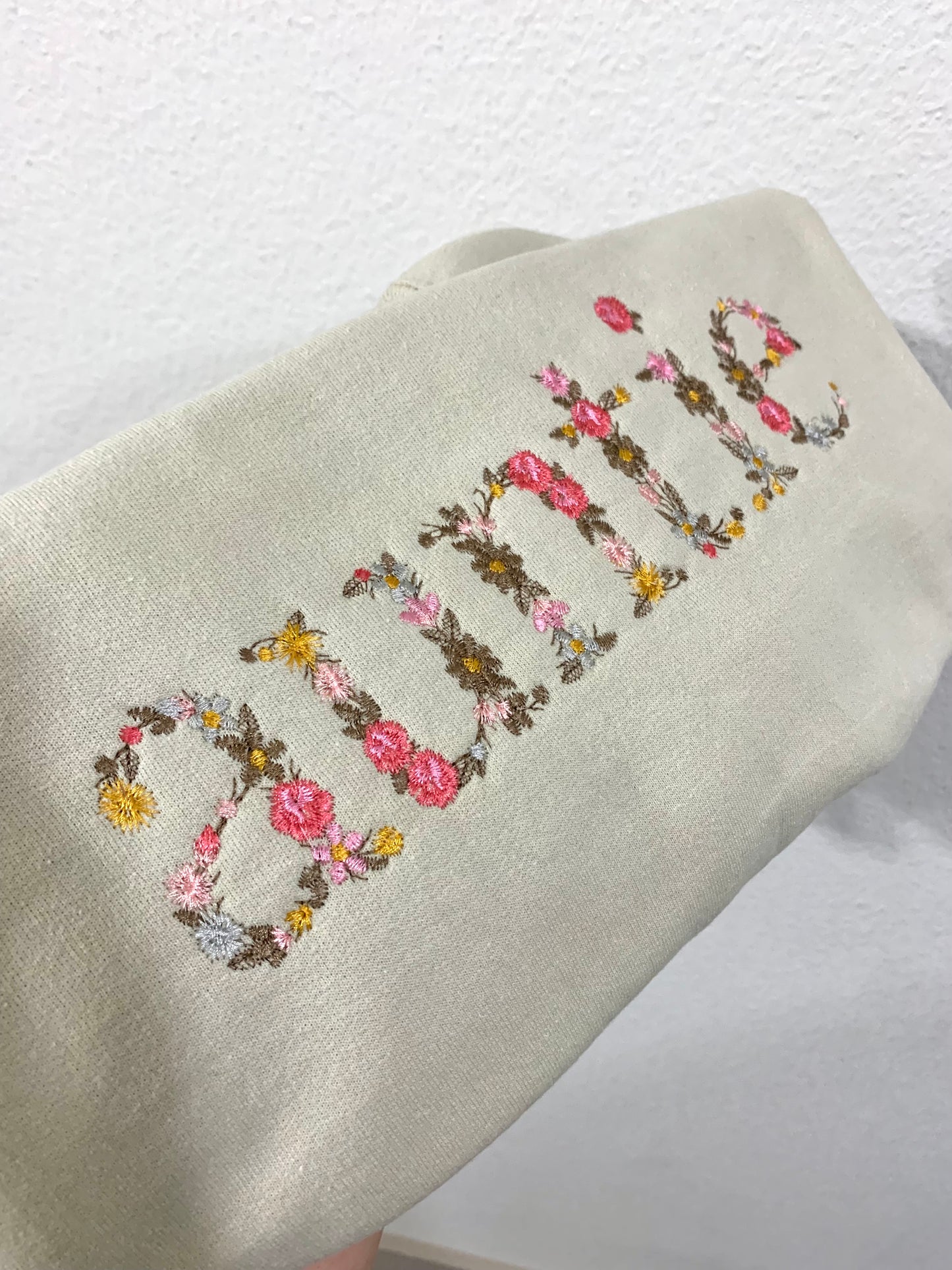 "Auntie" Floral Embroidered Sweatshirt