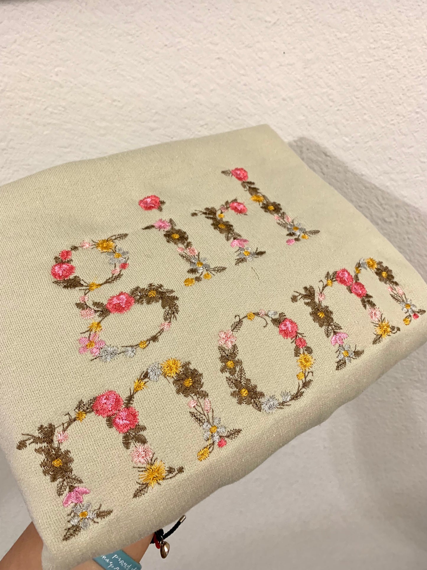 Girl Mom Floral Embroidered Sweatshirt