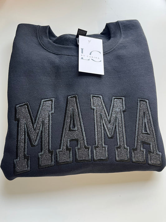 BLACK-MAMA HTV Embroidered Apparel