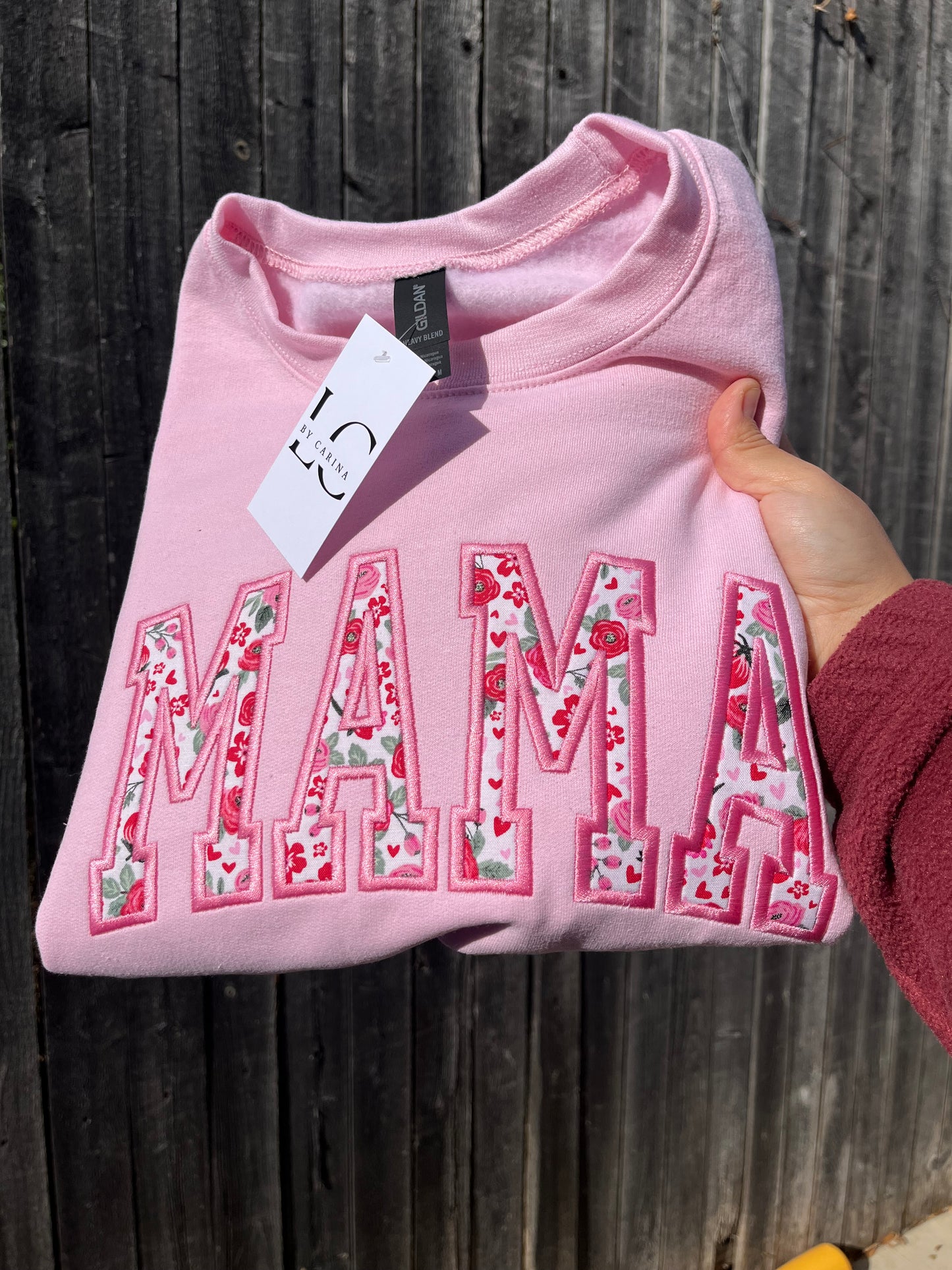 Pink Floral “MAMA” Embroidered Sweatshirt