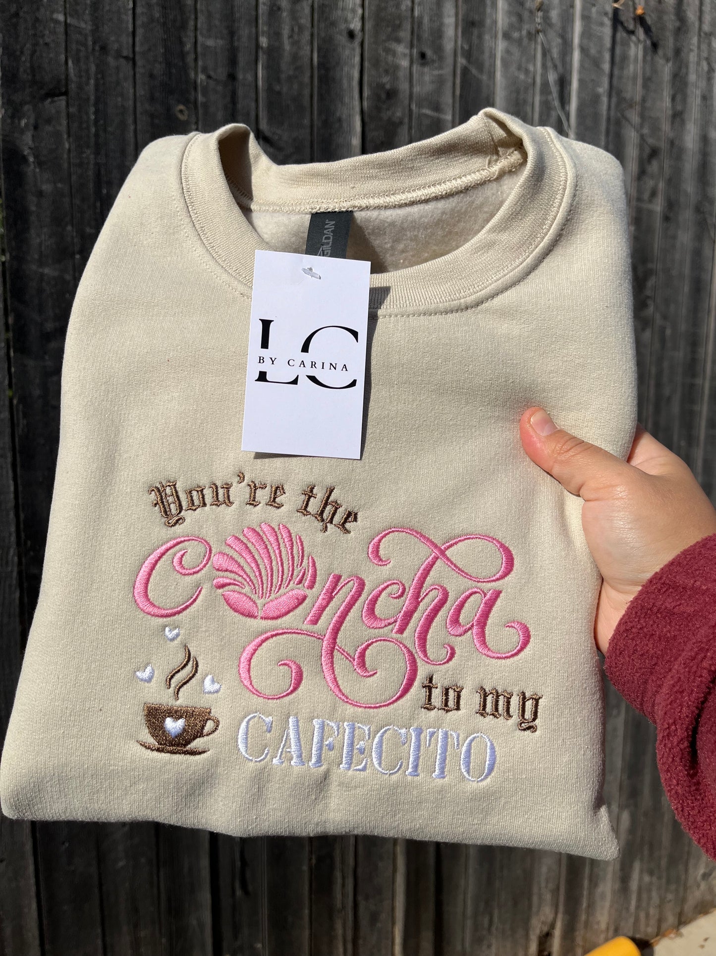 “You’re the Concha to My Cafecito” Embroidered Sweatshirt