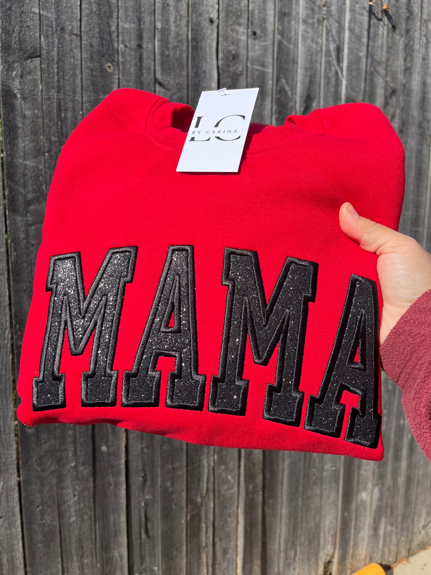 Red Black Glitter MAMA Sweater
