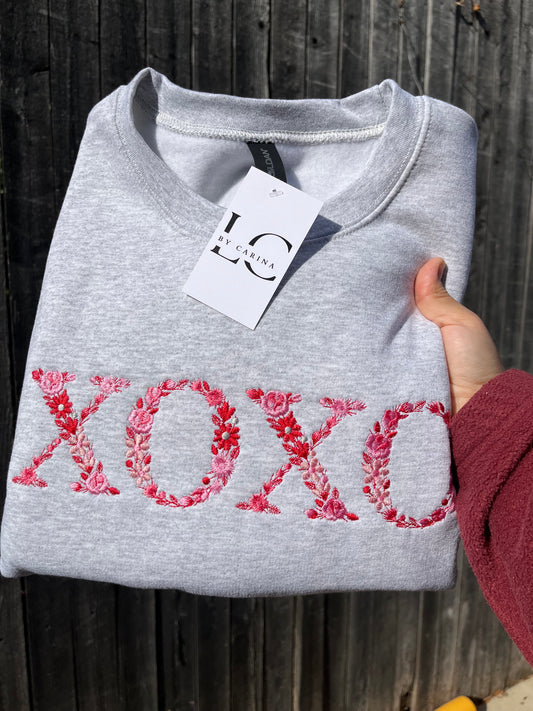 Floral “XOXO” Embroidered Sweatshirt