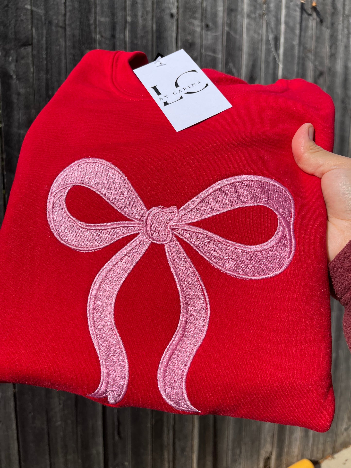 Pink Bow Embroidered Sweatshirt