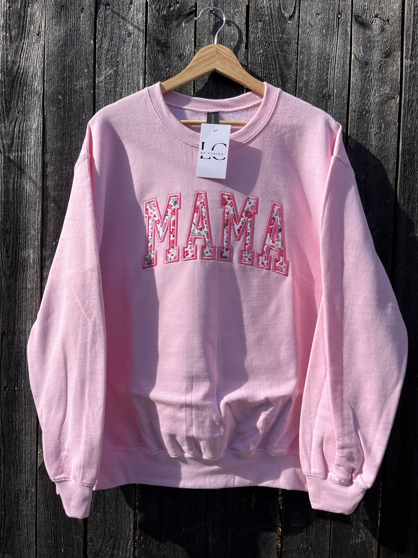 Pink Floral “MAMA” Embroidered Sweatshirt