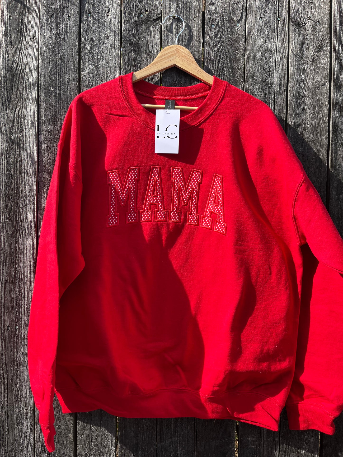 Red Heart “MAMA” Embroidered Sweatshirt