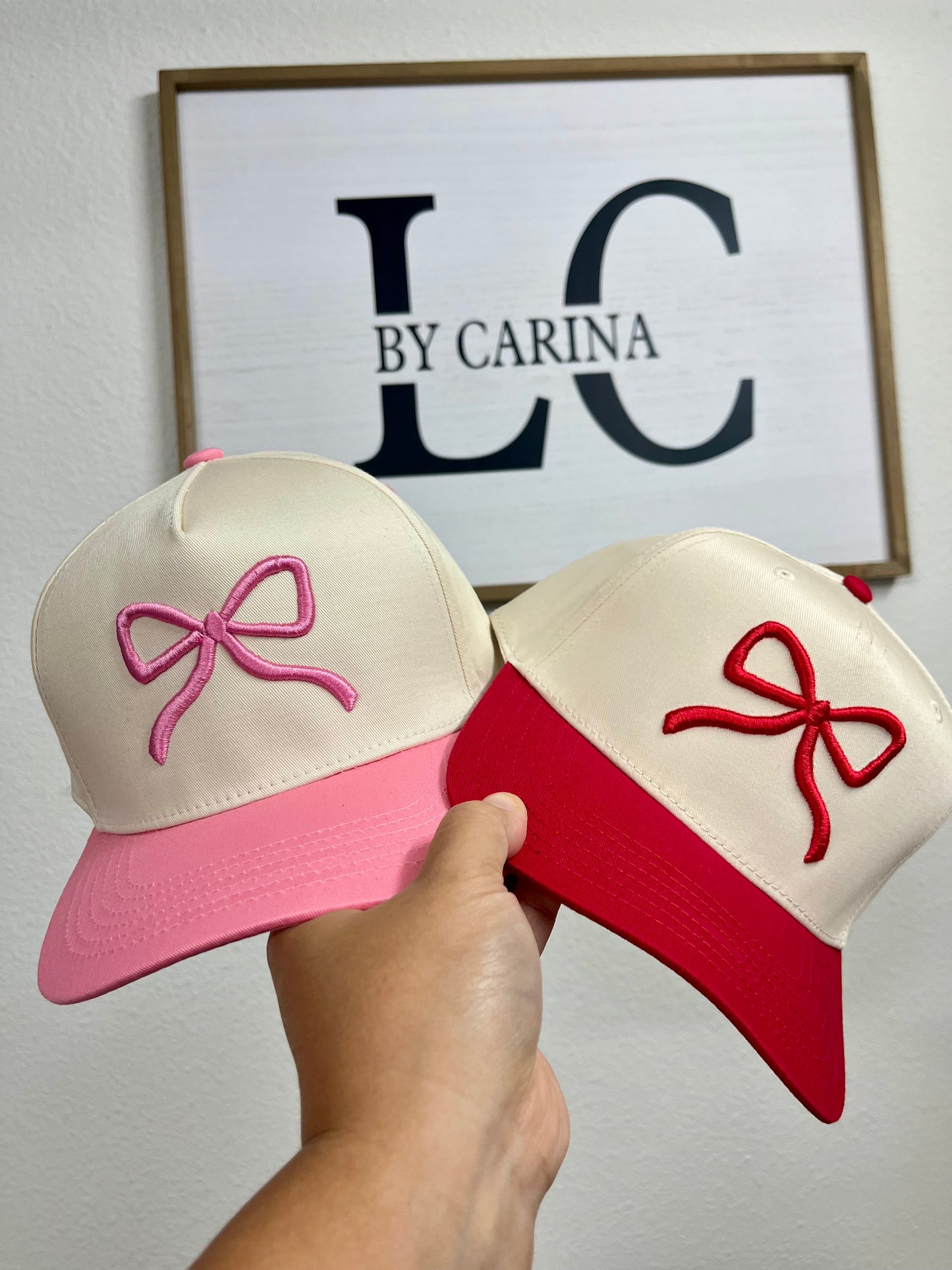 Puff Bow Embroidered Hat