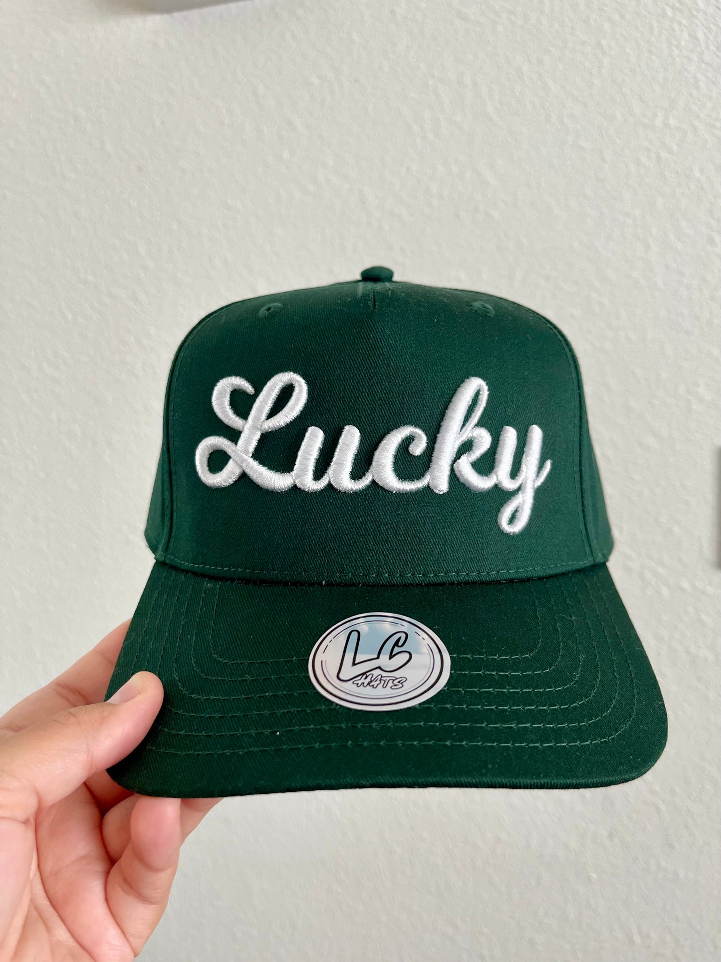 Lucky Script Puff Embroidered Hat