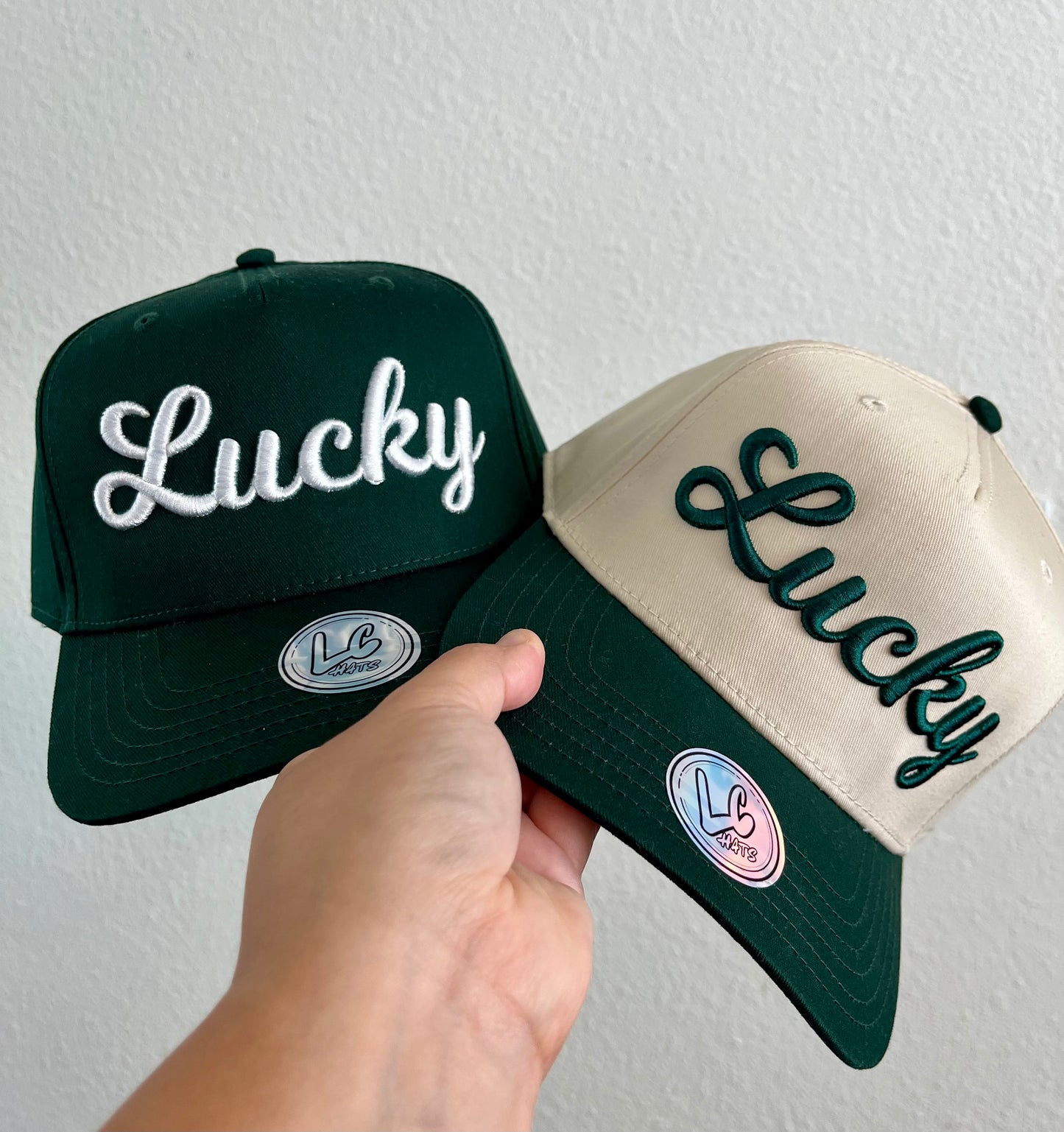 Lucky Script Puff Embroidered Hat
