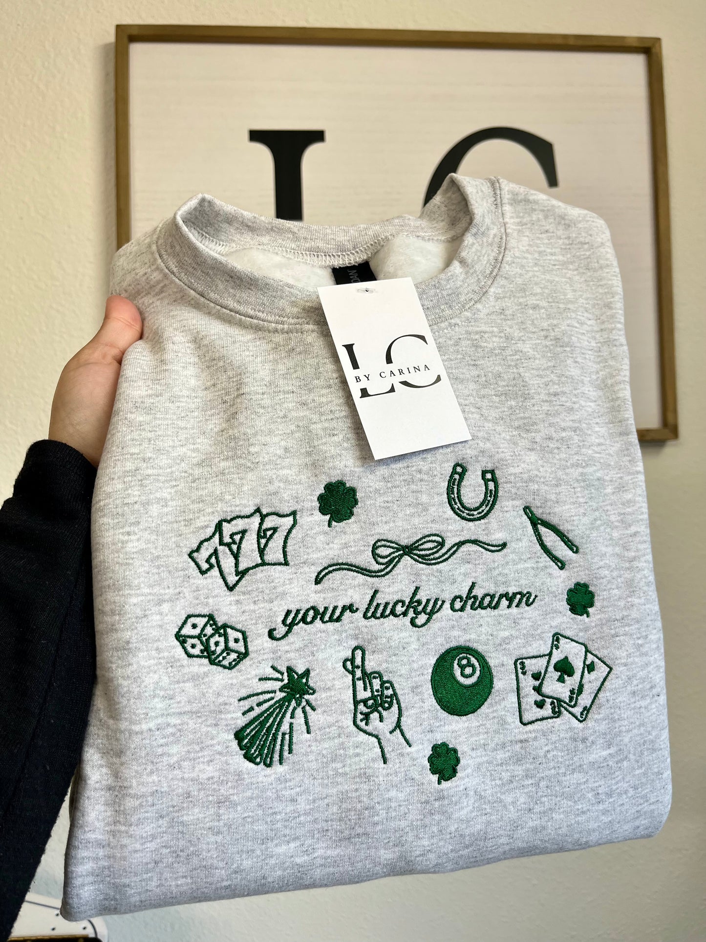 Lucky Charm Embroidered Crew