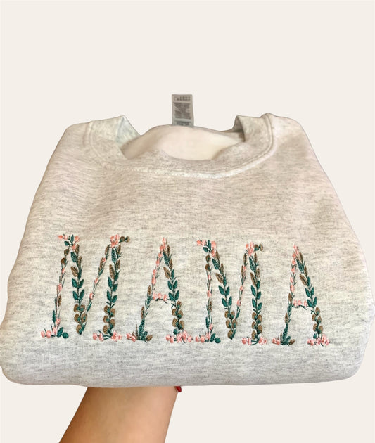 Floral MAMA Embroidered Sweatshirt